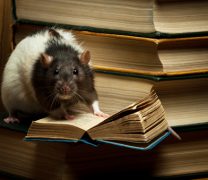szczur na książkach